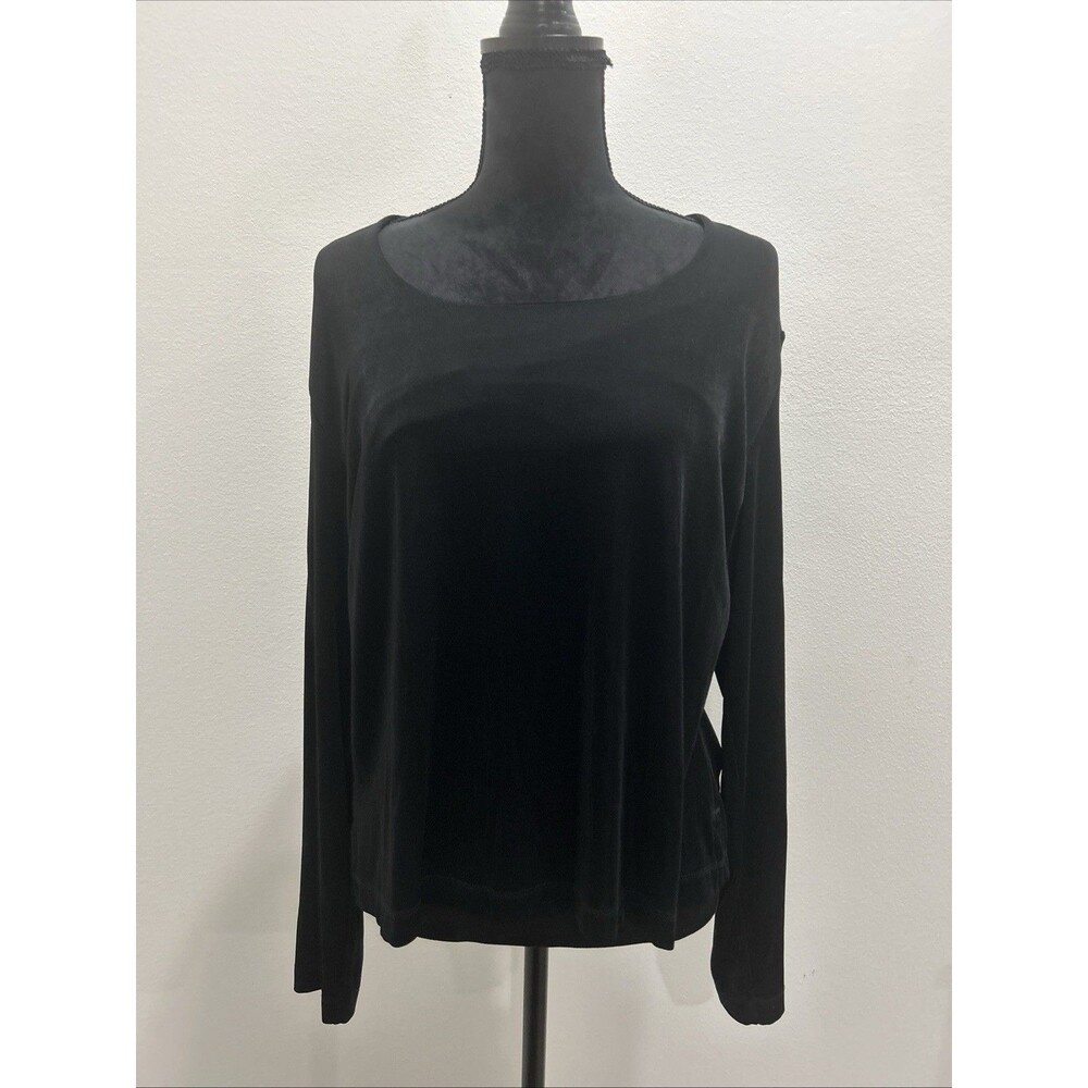 Chicos Travelers Sz 3 Womens XL Black Knit Scoop Neck Long Sleeve Stretch